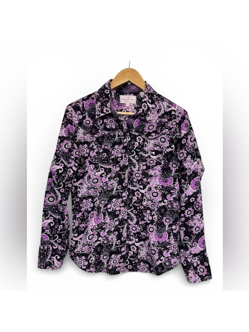 Western Y2K Purple Paisley Snap Shirt by Panhandle Slim